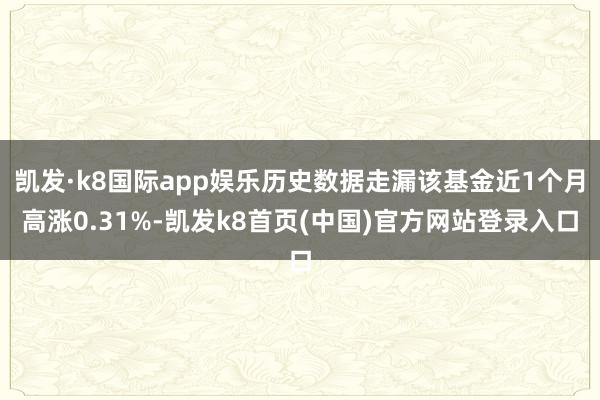 凯发·k8国际app娱乐历史数据走漏该基金近1个月高涨0.31%-凯发k8首页(中国)官方网站登录入口