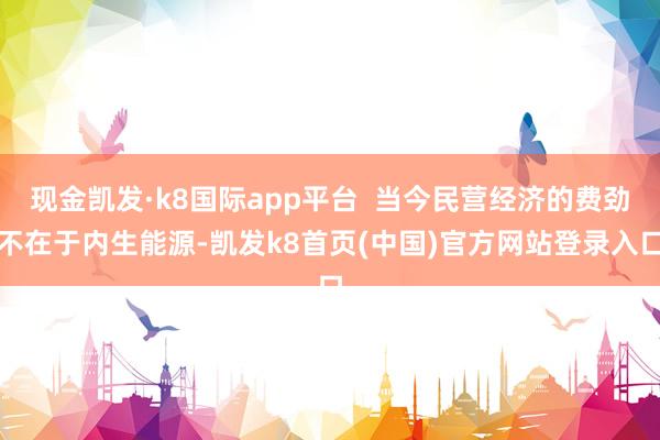现金凯发·k8国际app平台  当今民营经济的费劲不在于内生能源-凯发k8首页(中国)官方网站登录入口